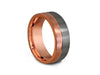 Rose Gold Tungsten Wedding Band - Brushed Polished - Engagement Ring - Two Tone - Flat Shaped - Comfort Fit  8mm - Vantani Wedding Bands