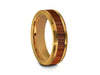 HAWAIIAN Koa Wood Inlay Tungsten Carbide Ring - Yellow Gold Plated - Koa Wood Wedding Band - Engagement Ring - Beveled Shaped - Comfort Fit  6mm - Vantani Wedding Bands