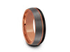 Rose Gold Tungsten Wedding Band - Brushed Polished - Engagement Ring - Three Tone - Dome Shaped - Comfort Fit  8mm - Vantani Wedding Bands