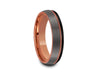 Rose Gold Tungsten Wedding Band - Brushed Polished - Engagement Ring - Three Tone - Dome Shaped - Comfort Fit  6mm - Vantani Wedding Bands
