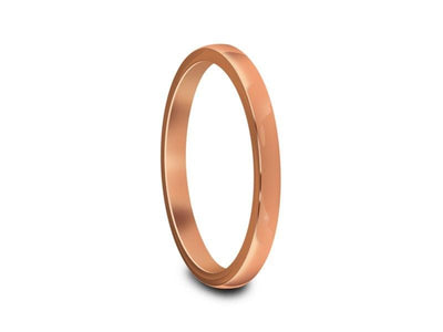 Tungsten Classic Wedding Band - High Polish - Rose Gold Plated - Engagement Ring - Flat Shaped - Comfort Fit  2mm - Vantani Wedding Bands
