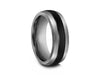 Tungsten Wedding Band With Black Ceramic Inlay - Engagement Ring - Dome Shaped - Comfort Fit  8mm - Vantani Wedding Bands