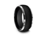 High Polish Black Tungsten Wedding Band - Two Tone - Engagement Ring - Dome Shaped - Comfort Fit  8mm - Vantani Wedding Bands