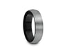 Black Brushed Tungsten Wedding Band - Gray Gunmetal - Two Tone - Engagement Ring - Dome Shaped -  Comfort Fit  6mm - Vantani Wedding Bands