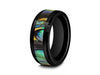 Black Ceramic Ring With Abalone Inlay - Abalone Shell Wedding Band - Beveled Edges - Anniversary Ring - Comfort Fit  8mm - Vantani Wedding Bands