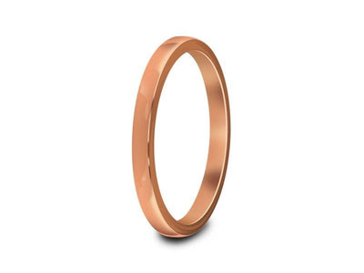 Tungsten Classic Wedding Band - High Polish - Rose Gold Plated - Engagement Ring - Flat Shaped - Comfort Fit  2mm - Vantani Wedding Bands