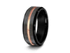Brushed and Polished Tungsten Wedding Band - Gunmetal and Black Ring - Engagement Band - Beveled Shaped - Comfort Fit  8mm - Vantani Wedding Bands