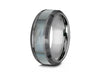 Mother of Pearl Inlay Tungsten Carbide Ring - Wedding Band - Engagement Ring - MOP Inlay - Beveled Shaped - Comfort Fit  8mm - Vantani Wedding Bands