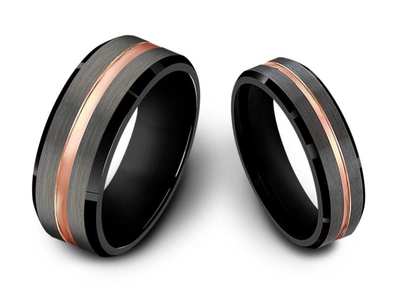Brushed and Polished Comfort Fit Wedding Ring in Black Tungsten Carbide  (6mm)