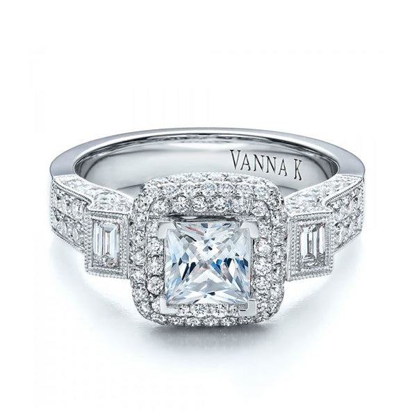 18K White Gold Halo Diamond Engagement Ring