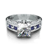18K White Gold Ring With Diamonds And Sapphires