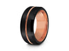 Rose Gold Tungsten Wedding Band - Black Brushed Ring - Engagemnet Ring - Two Tone - Beveled Shaped - Comfort Fit  8mm - Vantani Wedding Bands