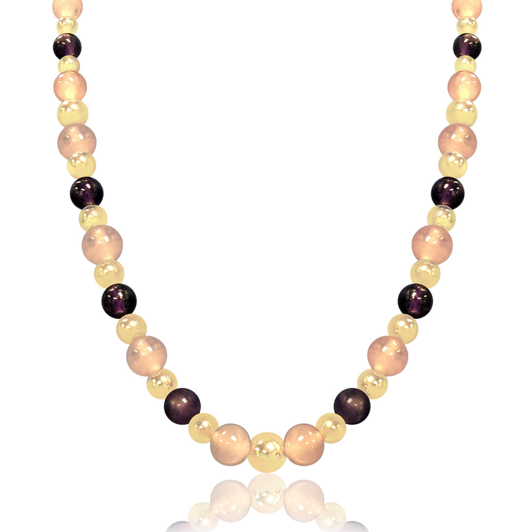 Amethyst & Yellow Gold Bead Strand Necklace