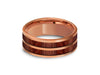 HAWAIIAN Koa Wood Inlay Tungsten Carbide Rose Gold Ring - Koa Wood Wedding Band - Engagement Ring - Flat Shaped - Comfort Fit  8mm - Vantani Wedding Bands
