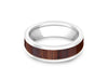 HAWAIIAN Koa Wood Inlay White Ceramic Ring - Ceramic Wedding Band - 5th. Anniversary - Flat Shaped - Engagement Ring -  Comfort Fit  6mm - Vantani Wedding Bands