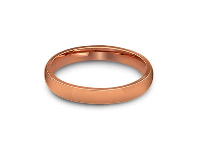 Tungsten Classic Wedding Band - High Polish - Rose Gold Plated - Engagement Ring - Dome Shaped - Comfort Fit   3mm - Vantani Wedding Bands