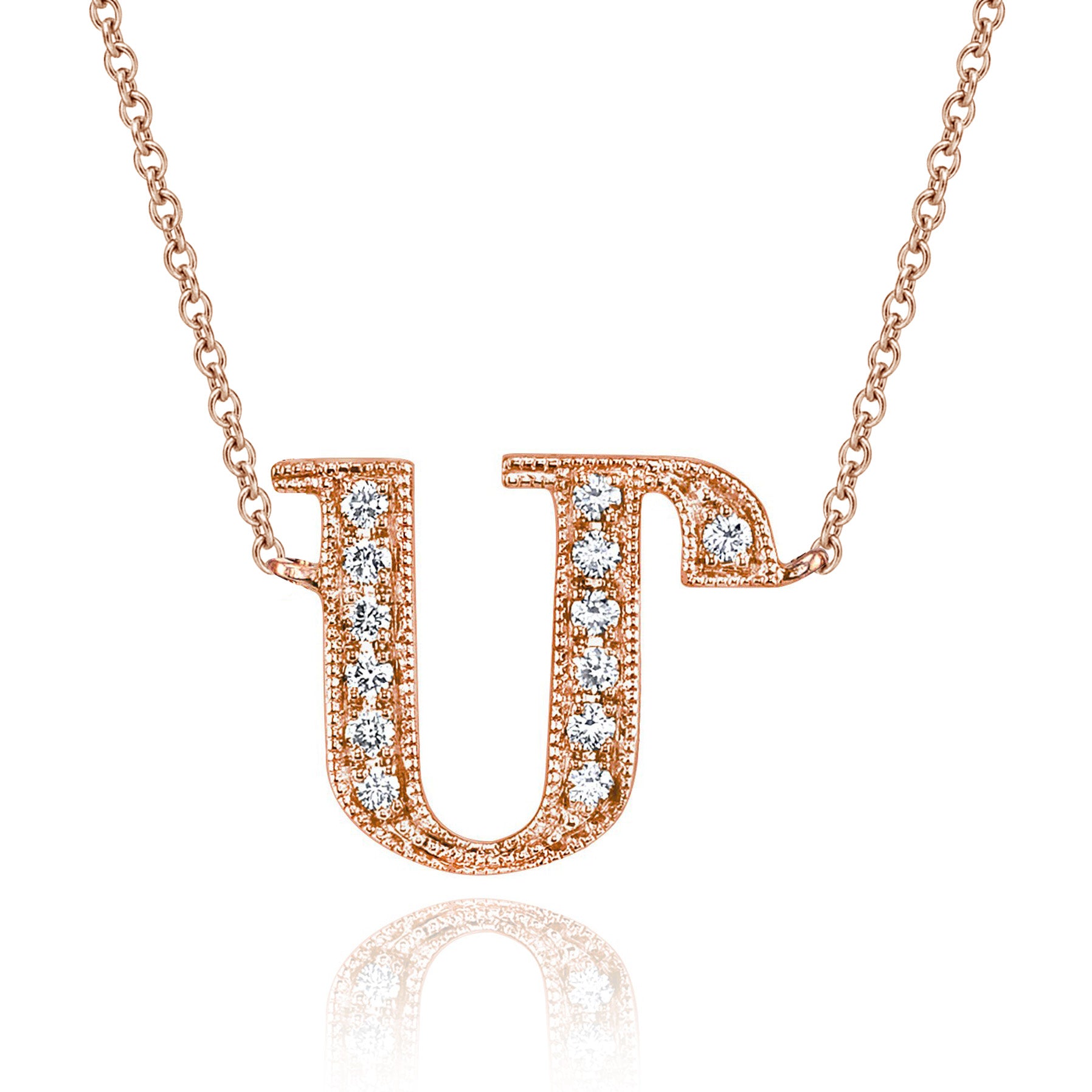 Diamond V Pendant Necklace | Michael M 14K Rose Gold