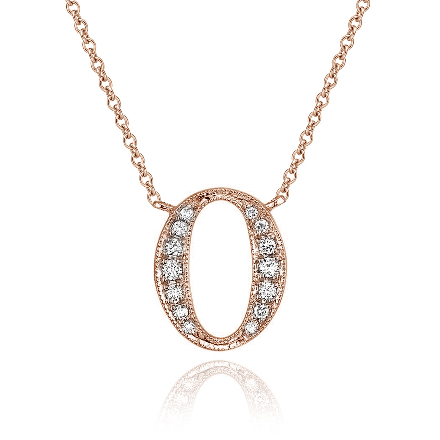 14K Rose Gold Armenian Initial Diamond Necklace