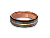 Rose Gold Tungsten Wedding Band - Brushed Polished - Engagement Ring - Three Tone - Beveled Shaped - Comfort Fit  6mm - Vantani Wedding Bands