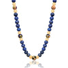 14K Yellow gold beaded necklace with blue lapiz