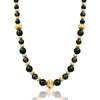 14K Yellow gold beaded necklace with onyx and garnet