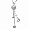 STERLING SILVER HEART LARIAT NECKLACE