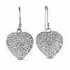 STERLING SILVER HEART DANGLE EARRINGS WITH CRYSTALS
