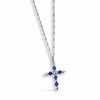 STERLING SILVER CROSS NECKLACE WITH BLUE SWAROVSKI CRYSTALS