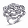 STERLING SILVER FLOWER RING WITH CZ STONES