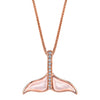 14K Rose Gold Mother Of Pearl And Diamond Whale Tail Necklace