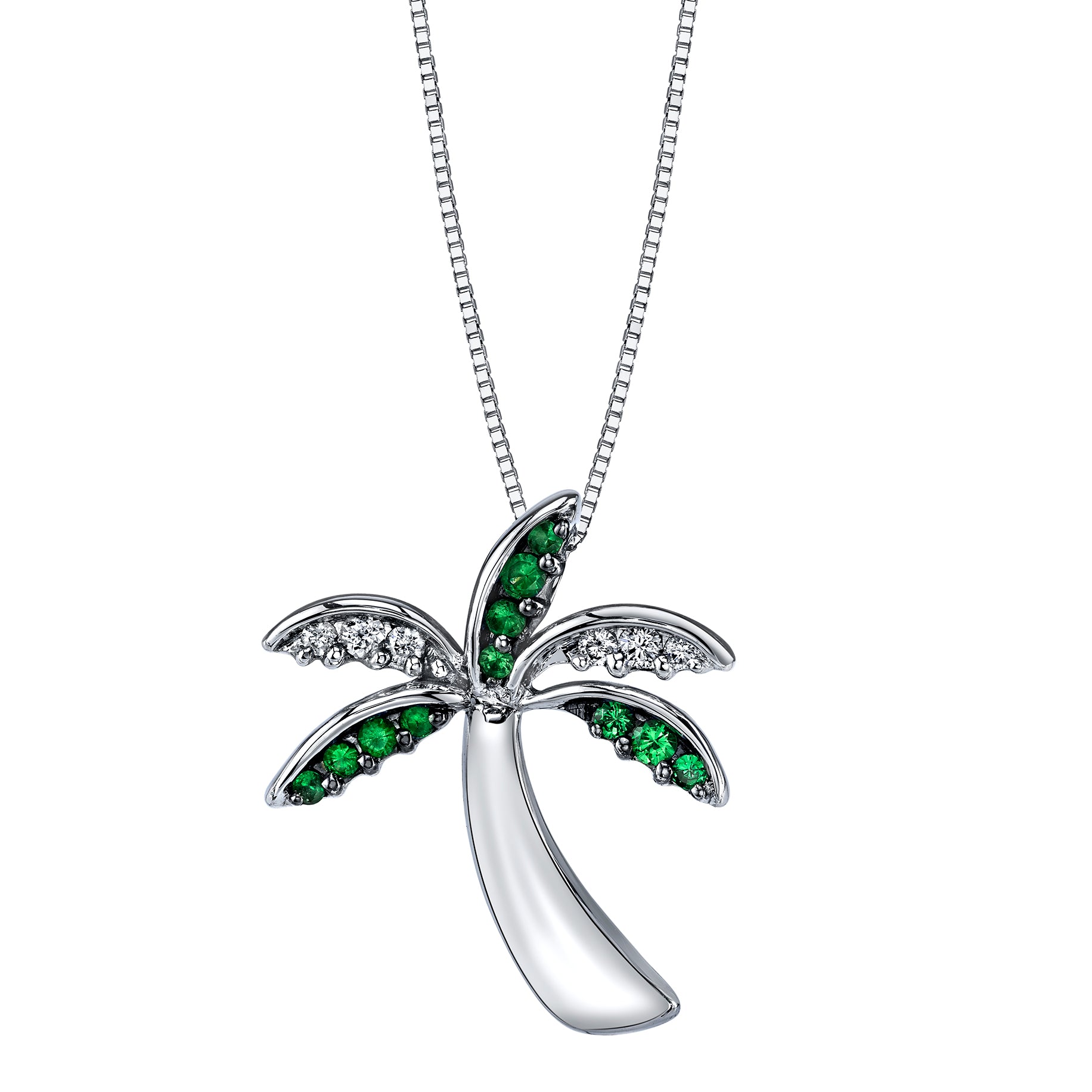 Platinum Diamond Palm Tree Necklace