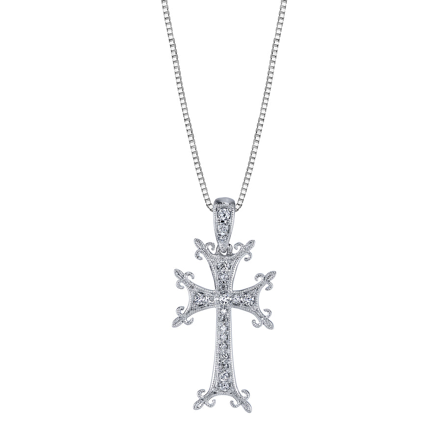 14K White Gold Diamond Heart Lock And Key Necklace - Kitsinian Jewelers