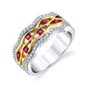 18K Two Tone Diamond And Ruby Fashion Ring