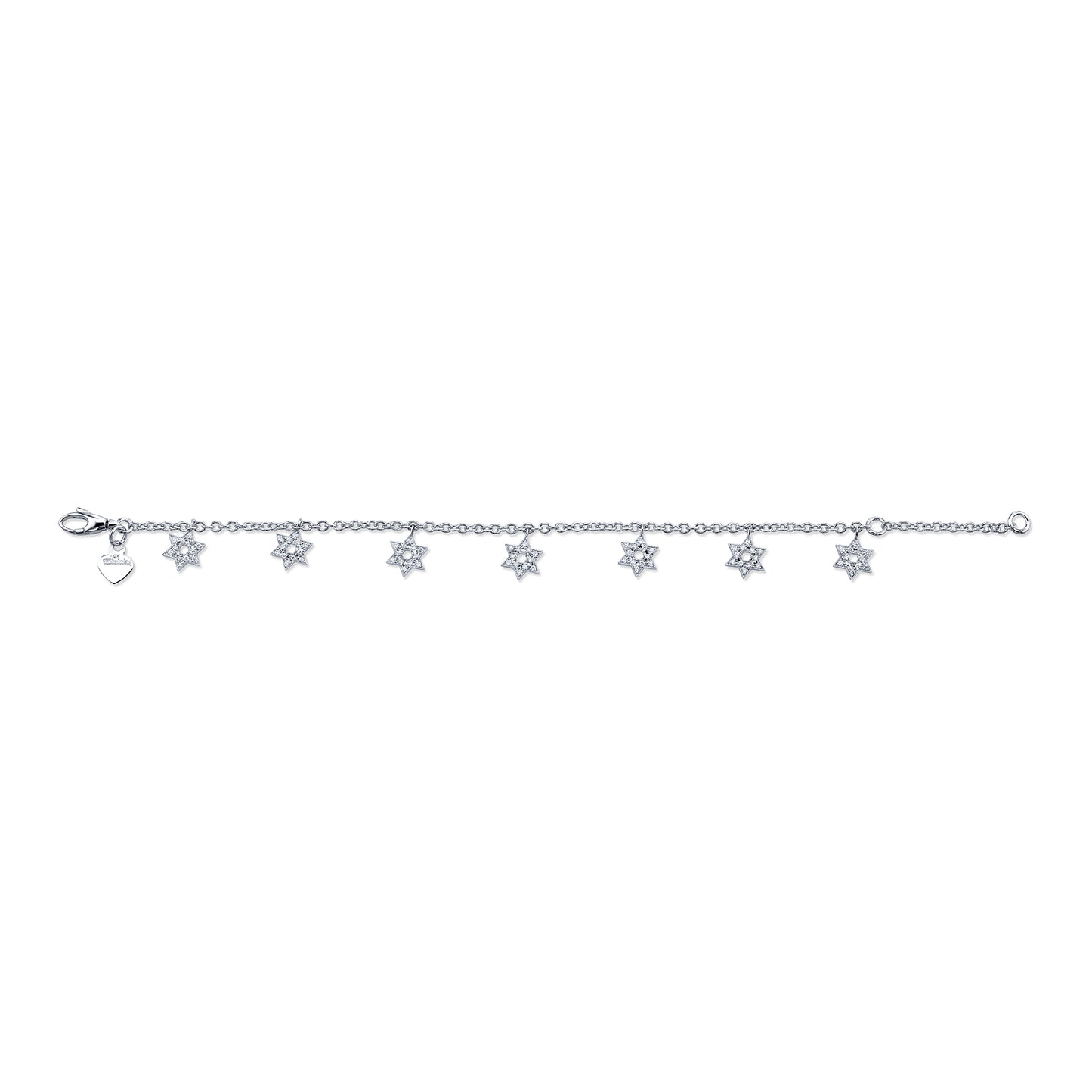 14K Diamond Multi Star Of David Bracelet