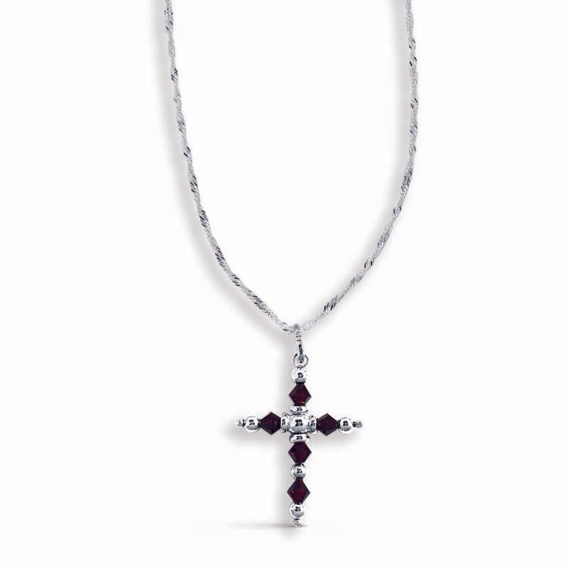 Platinum-Plated Sterling Silver Cross Pendant Necklace set with Swarovski  Zirconia (1 cttw), 18