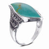 STERLING SILVER RING WITH TURQUOISE AND MARCASITES