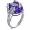 STERLING SILVER RING WITH LAVENDER CRYSTAL AND CZ STONES