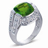 STERLING SILVER RING WITH CZ'S AND PERIDOT