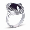 STERLING SILVER RING WITH BLACK AND CLEAR CZ STONES