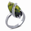 STERLING SILVER RING WITH OLIVE AND CLEAR CZ STONES
