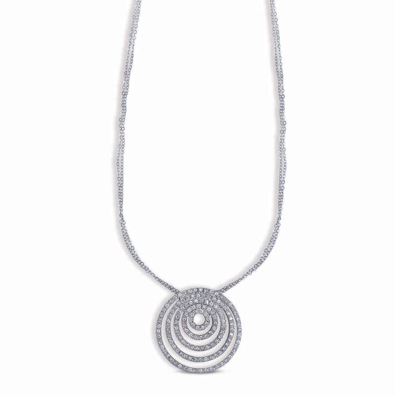 STERLING SILVER 5-RING PENDANT NECKLACE WITH CZ STONES
