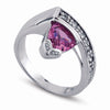 STERLING SILVER RING WITH PINK CENTER CZ STONE