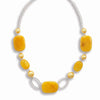 STERLING SILVER NECKLACE WITH SWAROVSKI PEARLS AND YELLOW AGATE