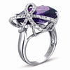 STERLING SILVER RING WITH AMETHYST and CZ STONES
