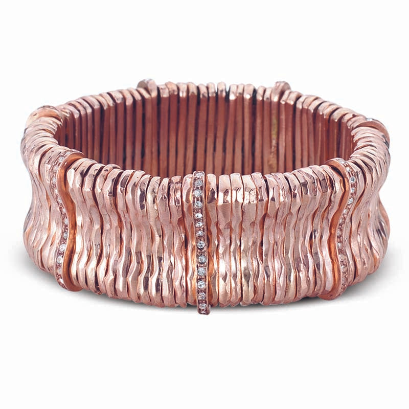 ROSE PLATED BRASS BRACELET WITH CLEAR CRYSTALS