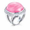STERLING SILVER RING WITH PINK CABOCHON AND CZ STONES