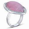 STERLING SILVER RING WITH ROSE QUARTZ AND CZ STONES