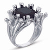 STERLING SILVER RING WITH BLACK CENTER CZ STONE
