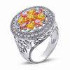 STERLING SILVER RING WITH MULTI-COLORED CZ STONES