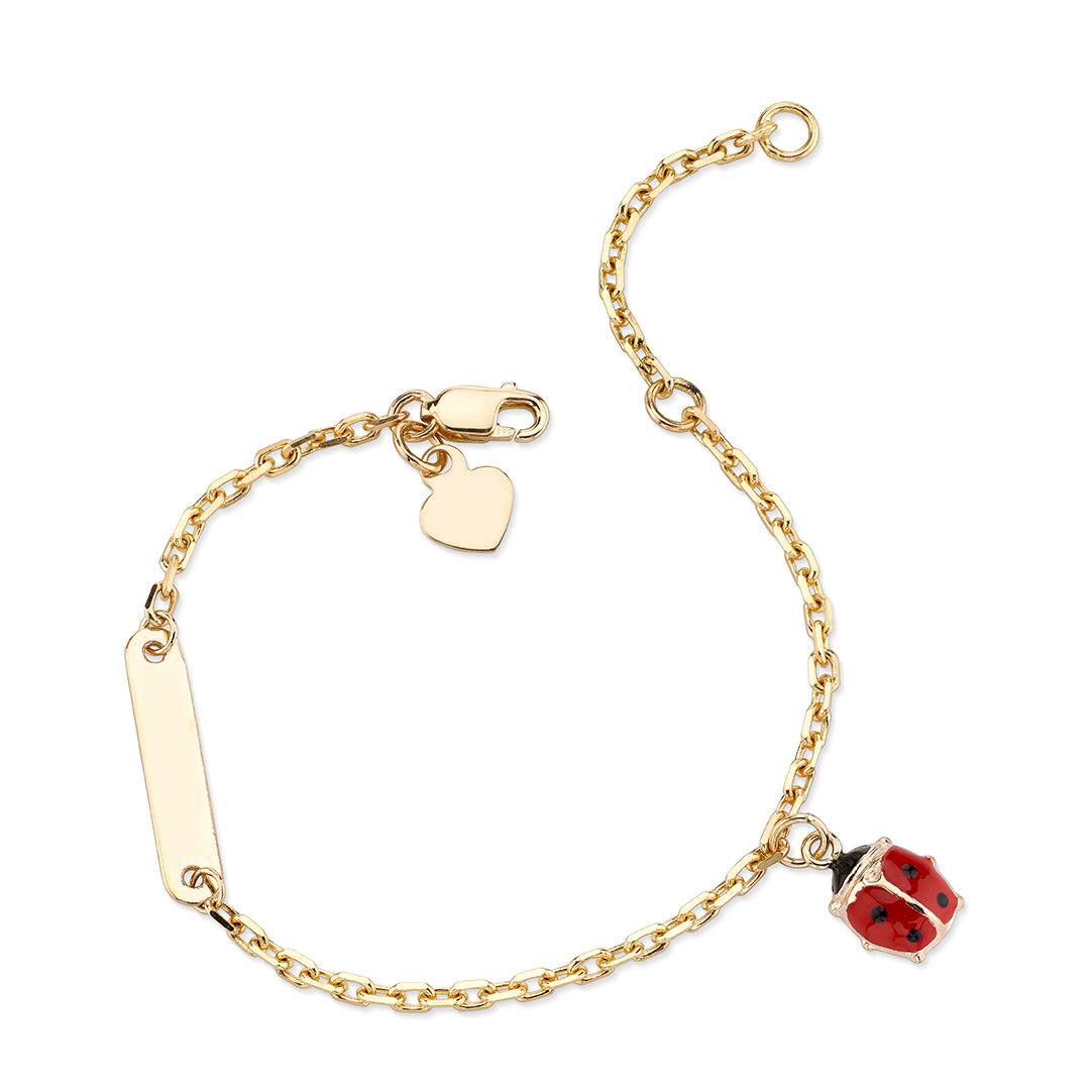 14K Yellow Gold Kids Ladybug ID Bracelet 5 Or 6 - Kitsinian Jewelers